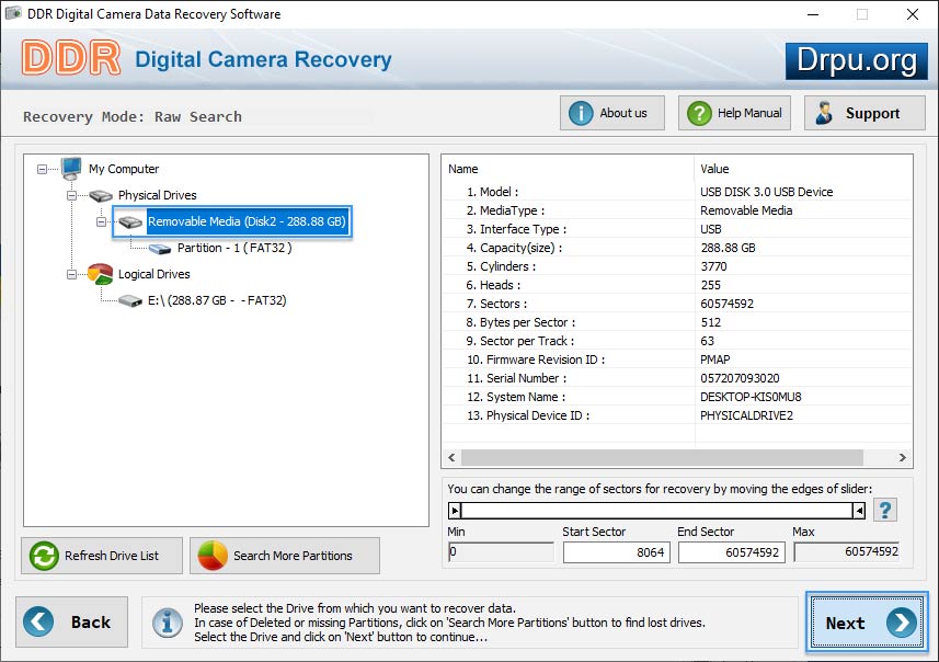 Select partition