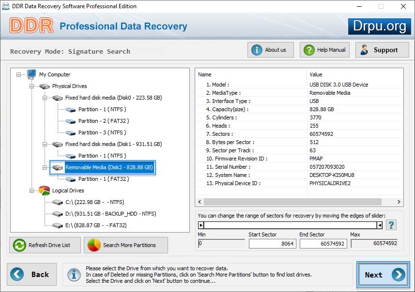 Select partition