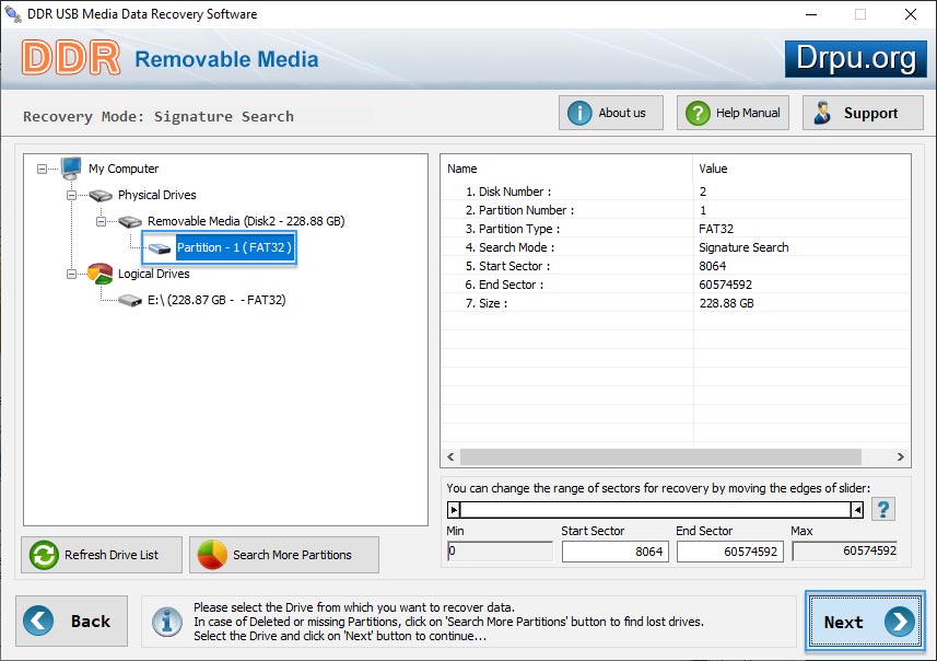 Select your removable media