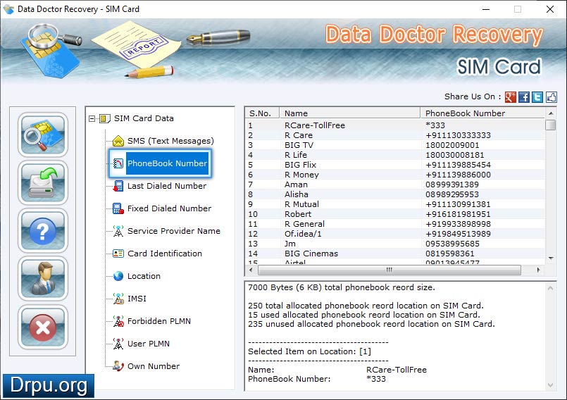 View phonebook number details